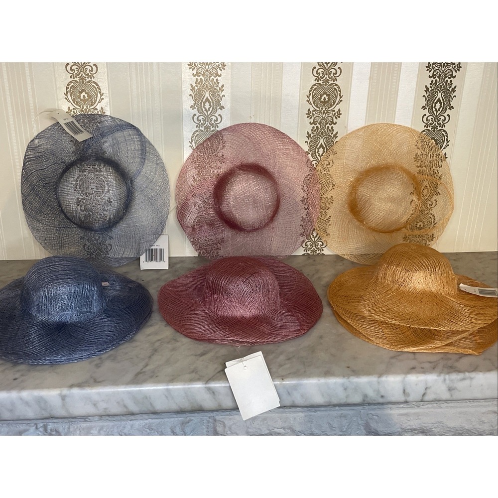 11 NWT Doll Craft Hat‎ Delicate Natural Material Sinamay | Color Blue Rose Peach